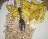 A picture of step 6 of Fried chips (sweet potato) with scramble egg #Ramadhancontest.
