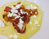 A picture of step 3 of Roasted romano peppers, gratin breadcrumbs & feta open omelette.