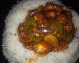 A picture of step 8 of Chilli paneer with jeera rice.