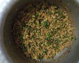 A picture of step 1 of Qeemay k fried samosay.