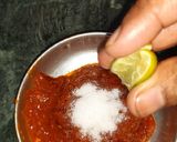A picture of step 1 of Daal Pitha....lahsun mirch ki chutney.