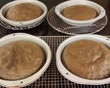 A picture of step 8 of Mocha Layer Cake with Whipped Mascarpone Cream and a Coffee Glaze Drizzle.