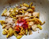 A picture of step 2 of Kaju karela.