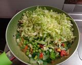 A picture of step 4 of Gobi and Mutter Sabji.