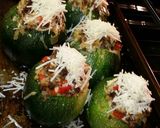 A picture of step 6 of Round, Stuffed Zucchini with Brown Rice, Ground Beef, Red Pepper.