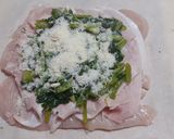 Foto del passaggio 2 della ricetta Rollè di pollo con patate, cime di rapa e prosciutto cotto, con salsina di melagrana
