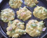A picture of step 3 of Mix veg besan appam.