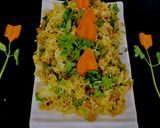 A picture of step 6 of Veg rice pulao from left over rice.