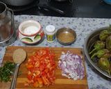A picture of step 2 of Vidarbha special Nagpuri style Wanga batata Saoji masala bhaji.
