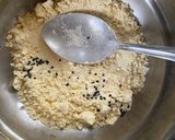 A picture of step 5 of Aubergine dipped in Besan or Chickpea flour / Pur Bhora Begun Bhaaja in Thakurbari style.