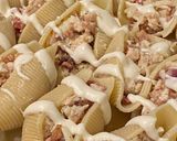 A picture of step 5 of Chicken Bacon Ranch Stuffed Shells with Parmesan Garlic Sauce.