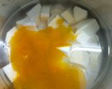 A picture of step 1 of Kappa Puzhukku (Tapioca).