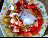 A picture of step 2 of Simple alu cholay ki chaat.