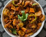 A picture of step 6 of Kaju Karela.