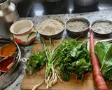 A picture of step 1 of Mixed flour n mix leafy green vegetables thepla.