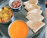A picture of step 4 of Tasty Unique Healthy Phulka Roti with Potato Cluster Bean Sabji and Mango Juice with Mango Pickle.