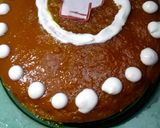 A picture of step 17 of Vanilla tutti fruity cake with Mango topping.
