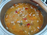 Arroz con carne picada de pollo