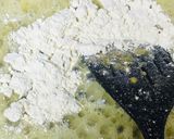 A picture of step 4 of Mysore pak sweet.