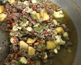 A picture of step 9 of Chinese style Qeema veggies.