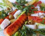 Foto del paso 2 de la receta Ensalada de cogollos con lascas de bacalao, rúcula y papaya a la parrilla