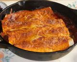 A picture of step 6 of Mexican Enchilada With black bean, cheese, black olives and etc. Stuffing.