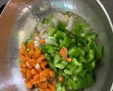 A picture of step 3 of Veg rice pulao from left over rice.