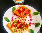 A picture of step 5 of Cottage cheese toast (Tomato Basil cottage cheese Toast).