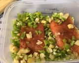 Une image de l'étape 6 de Pavés de saumon au poivron vert, citron confit et épices marocaines.