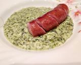 Spenótfőzelék kolbásszal recept fázis 4 fotója