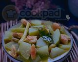 Gambar langkah 4 resipi Gulai Lemak Udang Labu Siam.