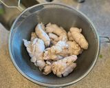 A picture of step 3 of Sweetbreads with Madeira sauce, spring onions.