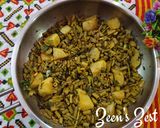 A picture of step 3 of Cowpea Beans Hari Pyaaz and Aloo Methi.