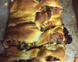 A picture of step 1 of Shepard's Pie in a Crescent Roll.