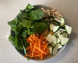 A picture of step 1 of Korean Bibimbap (Vegetarian).