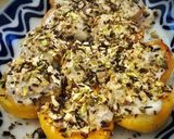 Foto del paso 5 de la receta: Melocotones flambeados con mascarpone a la vainilla y frutos secos