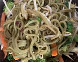 A picture of step 7 of Pea noodle Stir fried with crispy mustard and turmeric tofu.