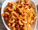 A picture of step 2 of Valentine's special red pasta.