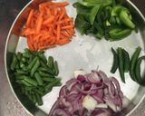 A picture of step 1 of Vegetable Fried Rice.