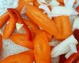 A picture of step 1 of My Roast Carrots Onion and sweet Pepper.
