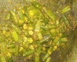 A picture of step 9 of Masala bhindi.