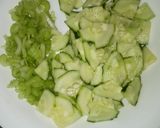A picture of step 1 of Cucumber,celerystem and carrot salad #Author marathoni.
