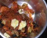 A picture of step 1 of Palak kofta in red Gravy with Garlic naan.