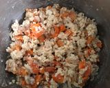 Foto langkah ke 8 dari resep MPASI 6 BulanNasi Tim[ Hati Ayam, Tempe, & Wortel ].