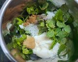 A picture of step 4 of Dahi Chicken Kabab with a Yogurt Mint Coriander Dip.