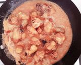 A picture of step 7 of Nasi Lemak (coconut milk rice, chicken gravy and fried chicken).