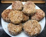 A picture of step 7 of Spiced Sweet potato, Black Bean and Chick-pea burgers with Lime Raita.