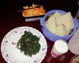 A picture of step 2 of Ugali kale with maziwa mala.
