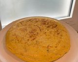 A picture of step 5 of Spanish Potato Omelette with Caramelized Onion.
