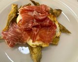 A picture of step 7 of Fried Artichokes with Eggs and Iberian Ham.